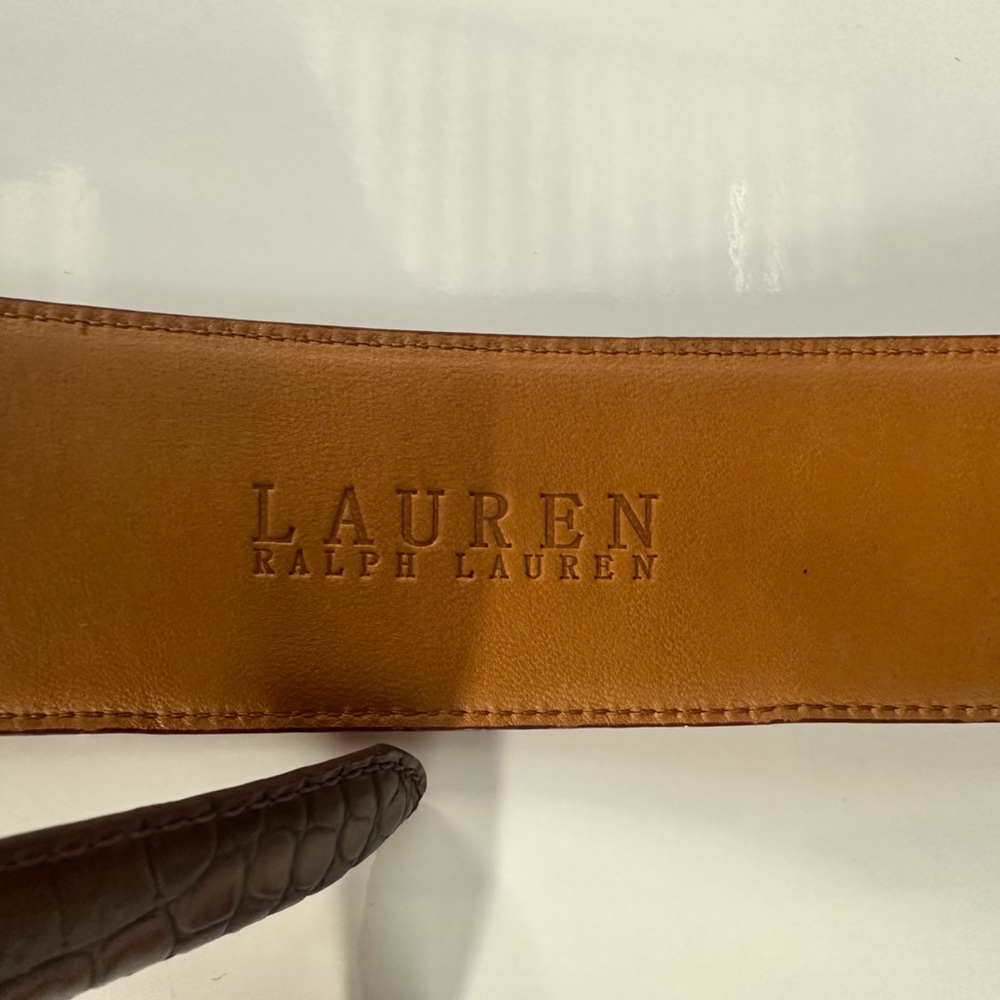 Ralph Lauren Italian Leather Double Strap Leather Belt with Gold Buckles - Picture 4 of 4